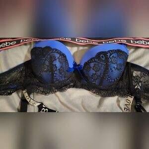 36B (90B Euro) Blue and Black Lace Extreme Push-up Bra Bombshell